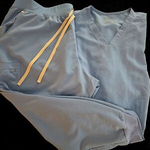 Figs High Waist Joggers & Casma 3 Pocket Scrubs Set